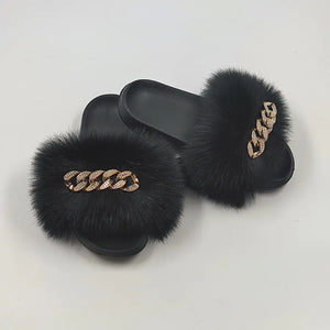 Plush Imitation Fox Fur Flip Flops Fashion Slippers Rieworkes