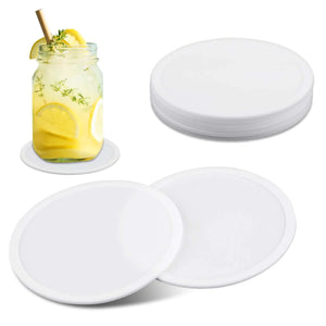 Lusofie 6Pcs Silicone Coasters for Drinks Round White Cup Coasters Heat Resistant Non Slip Rubber Coasters Cushion Mat for Table Desk Office Kitchen Bar Furniture Protection(9cm/3.54in) Rieworkes