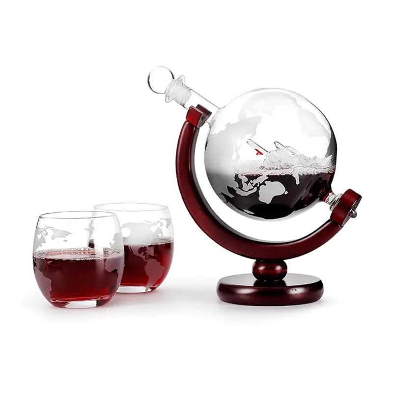 Whiskey Decanter Globe Wine Aerator Glass Set Rieworkes
