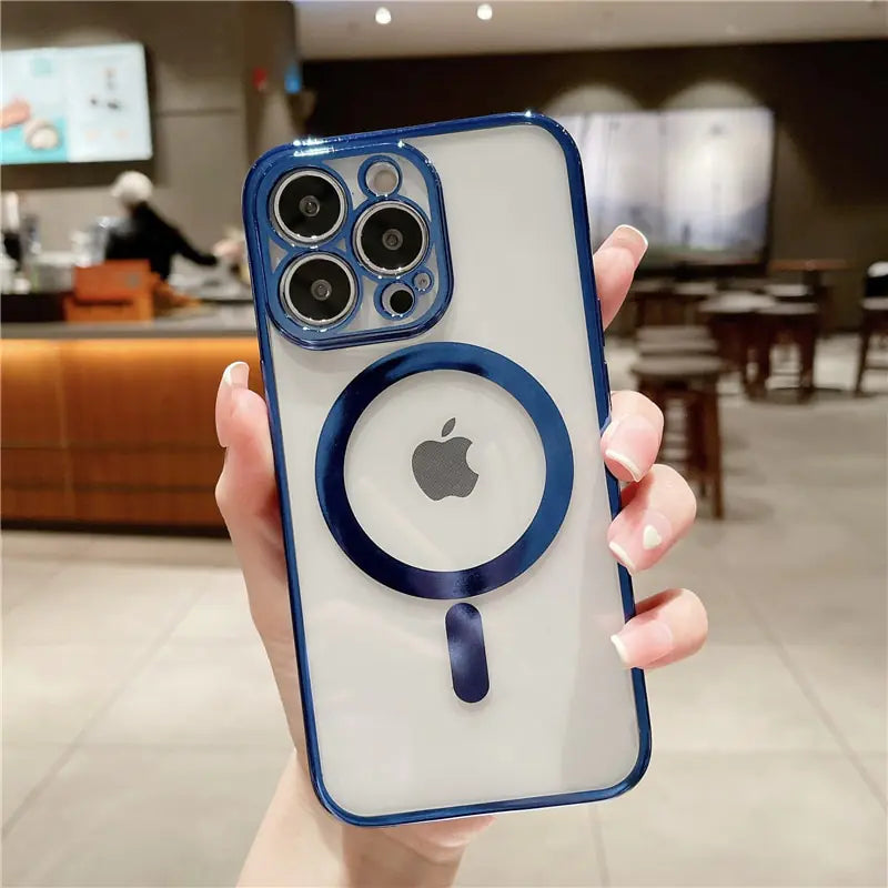 Luxury Plating Clear Magnetic Wireless Charger Case Rieworkes