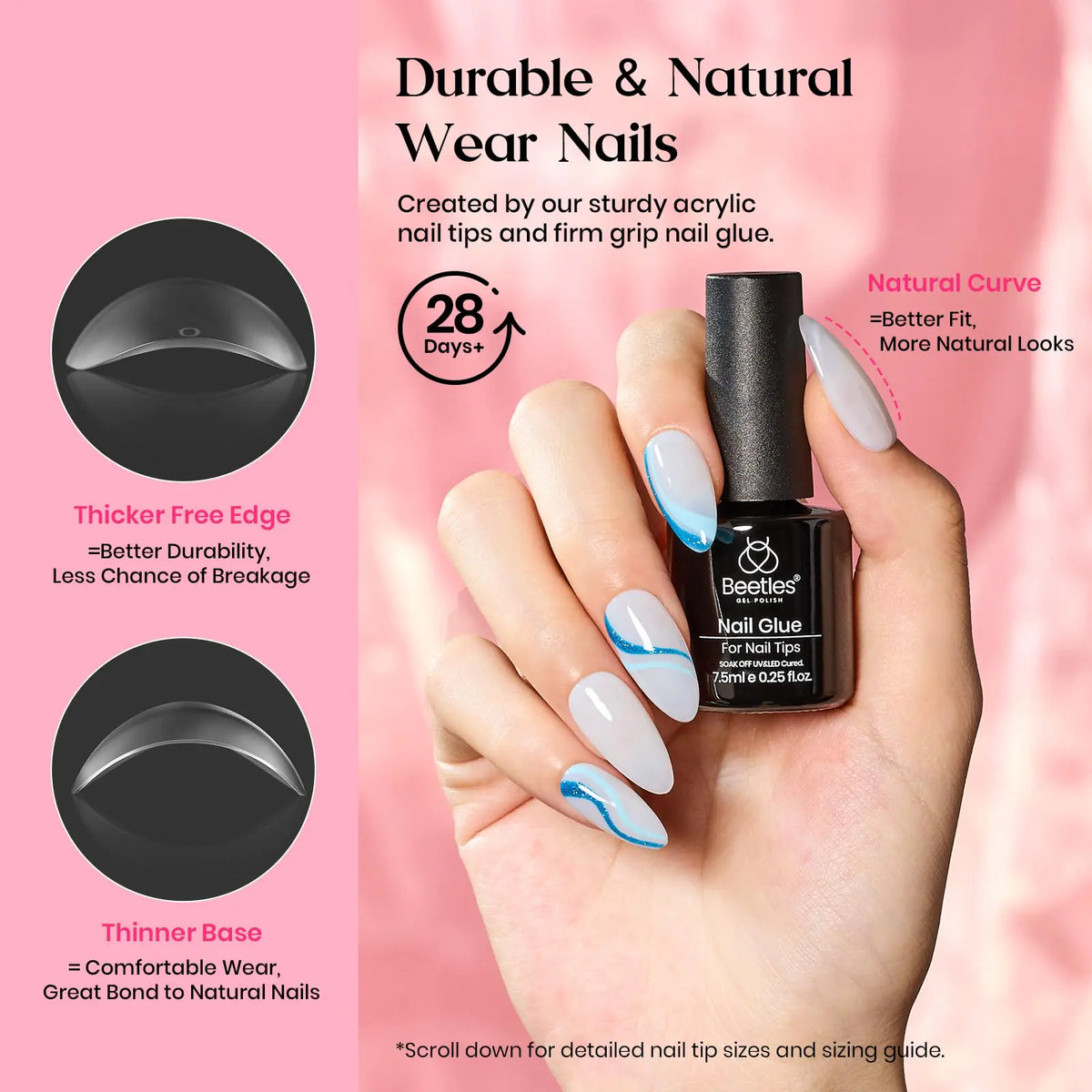 Beetles Gel Nail Kit 600Pcs Medium Almond Nail Tips with Milky White Gel Polish Top Coat, 15 Sizes Soft Clear Gel Nail Tips 5 In 1 Nail Glue Uv Nail Lamp for Nail Extension DIY Nail Salon Gift for Her B-Medium Almond 600pcs(Gel Polish & Top Coat） Rieworkes