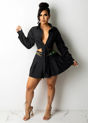 CM2153 Women's Fashion Cardigan and Pleated Skirt Set Mimarta