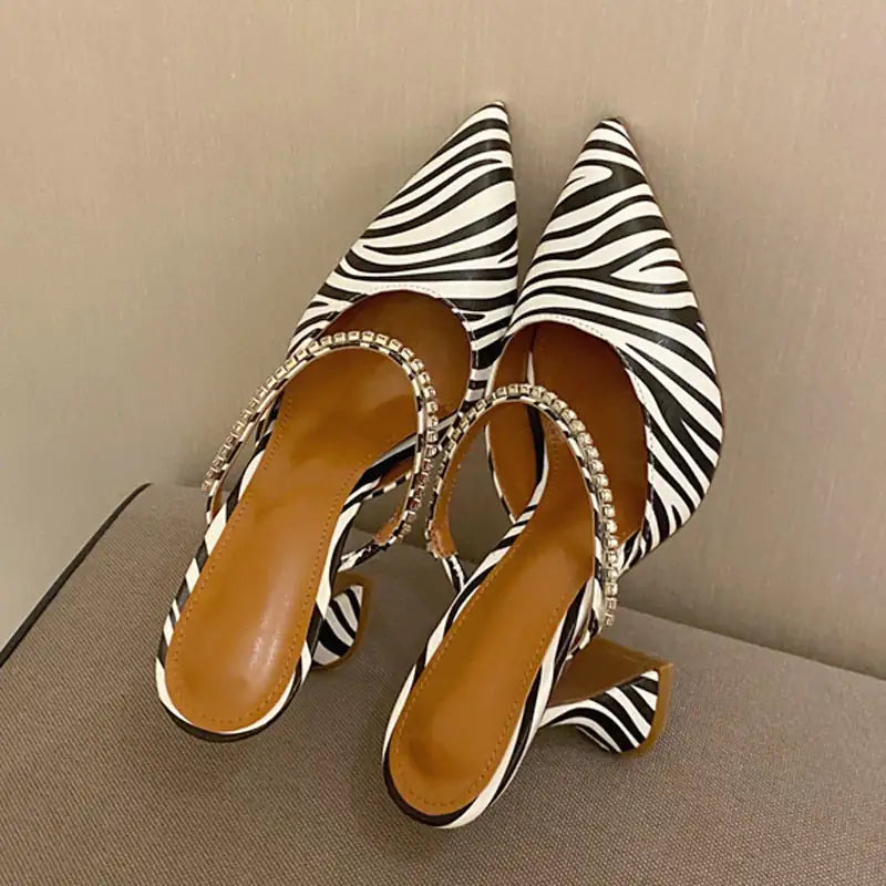 Crystal Zebra Slingback Heels Rieworkes
