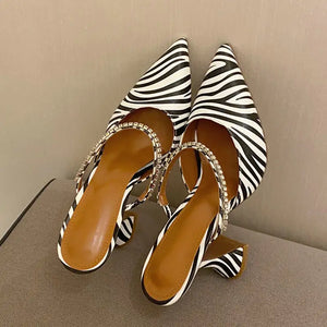 Crystal Zebra Slingback Heels Rieworkes