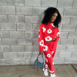 XS0021 2023 Fall Winter Floral Sweatshirt Set Mimarta