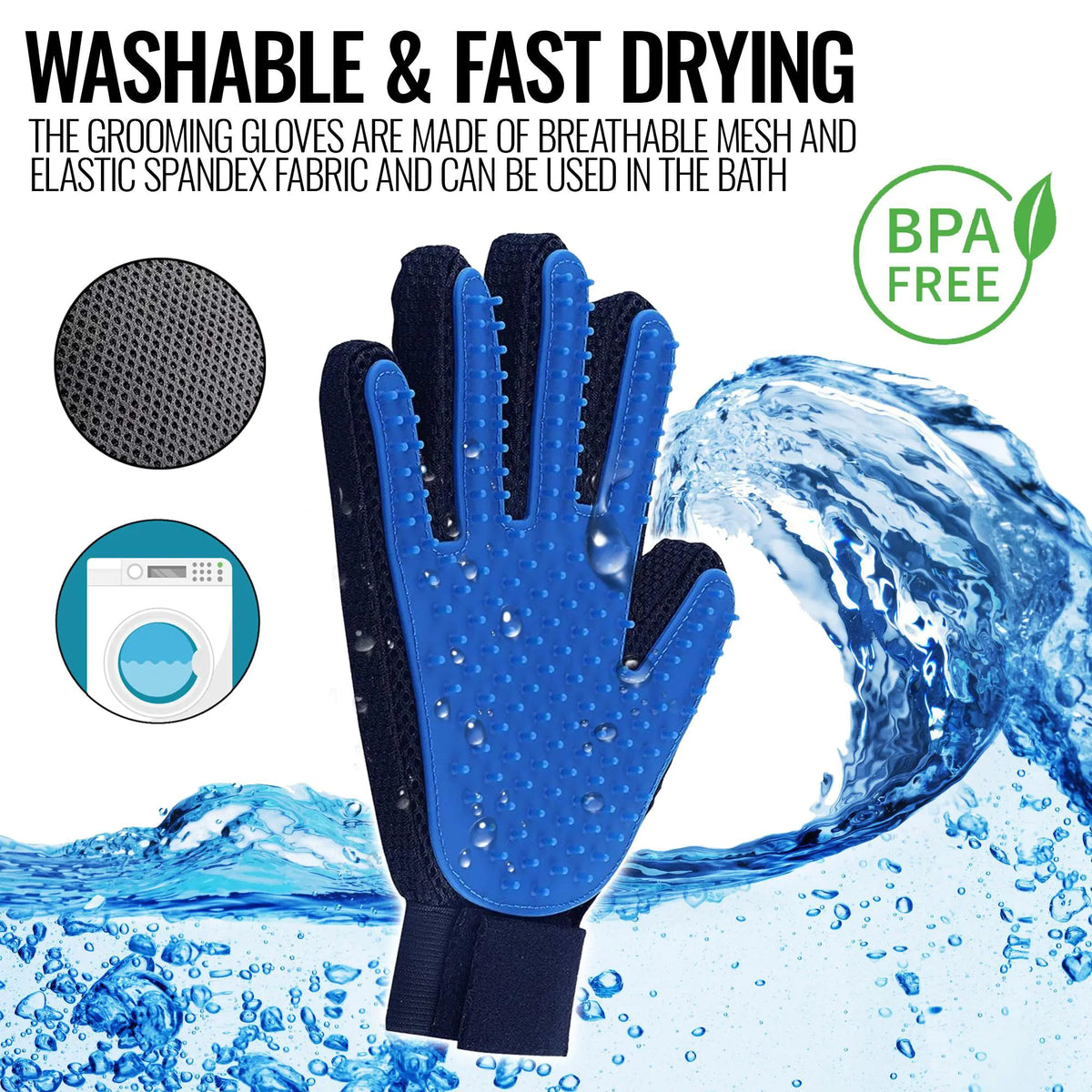 Pet Grooming Gloves Dog Brush Mitt Deshedding Hair Removal Massage Horse Pair Rieworkes