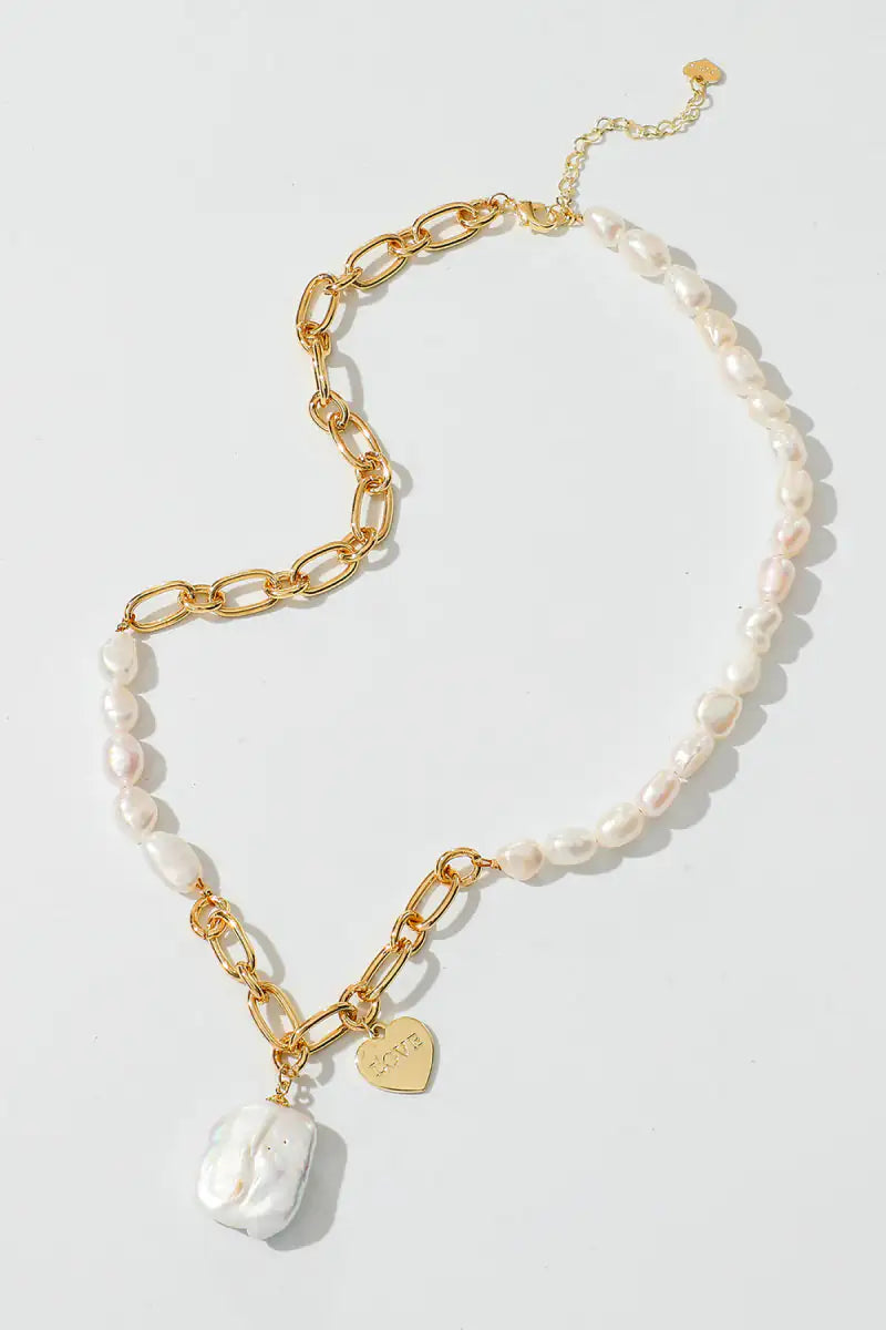 Gold Chain & Pearl Necklace Rieworkes