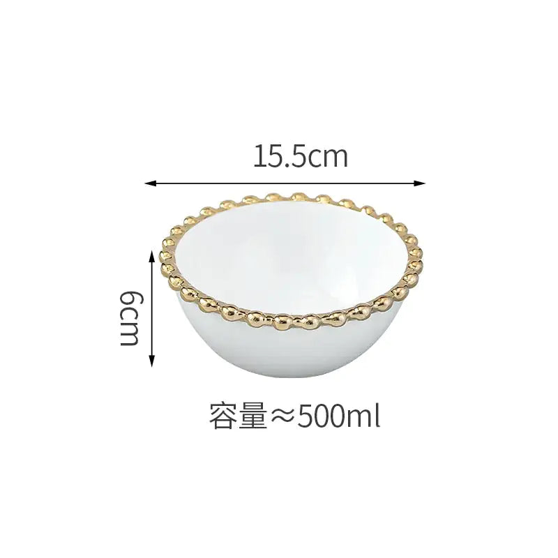 Nordic Gold Bead Ceramic Dinner Plates Rieworkes
