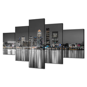 Louisville Wall Art Kentucky Louisville Wall Decor Black and White Louisville Skyline Picture Canvas Print City Night Painting Frame Office Home Living Room Bedroom Decoration(60x32 inches) Rieworkes