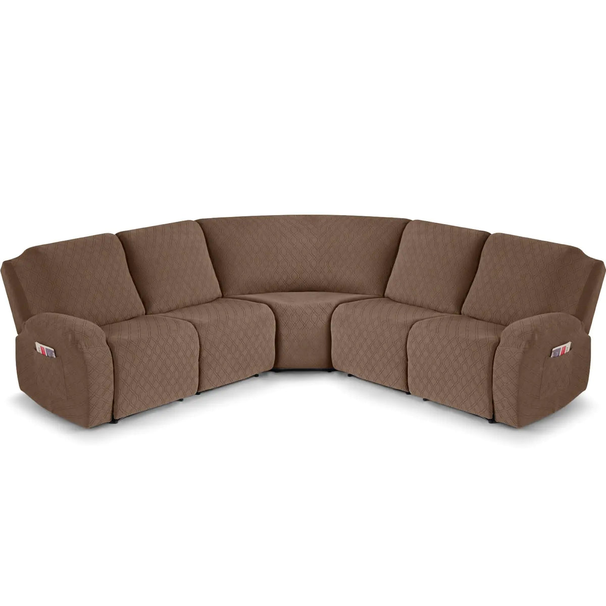 VANSOFY Extra Large Reclining Sectional Couch Covers Washable 5-Piece Sofa Covers for L Shape Sectional Sofa Corner Seater Thick Soft Sofa Slipcovers (5 Seat Recliner Cover Light Coffee) Rieworkes