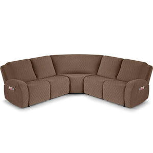 VANSOFY Extra Large Reclining Sectional Couch Covers Washable 5-Piece Sofa Covers for L Shape Sectional Sofa Corner Seater Thick Soft Sofa Slipcovers (5 Seat Recliner Cover Light Coffee) Rieworkes