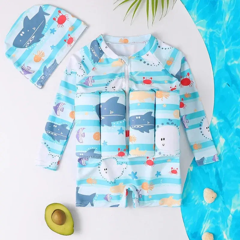 Cartoon Print One-Piece Floating Rash Guard Bathing Suit Rieworkes