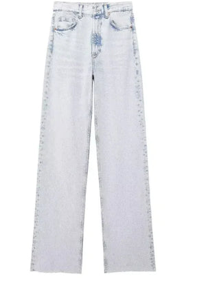 Fashion Casual High Waist Straight Wide Leg Denim Trousers For Women Rieworkes