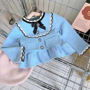 Cute Girls' Winter Fleece Sweater Set with Ruffles Mimarta