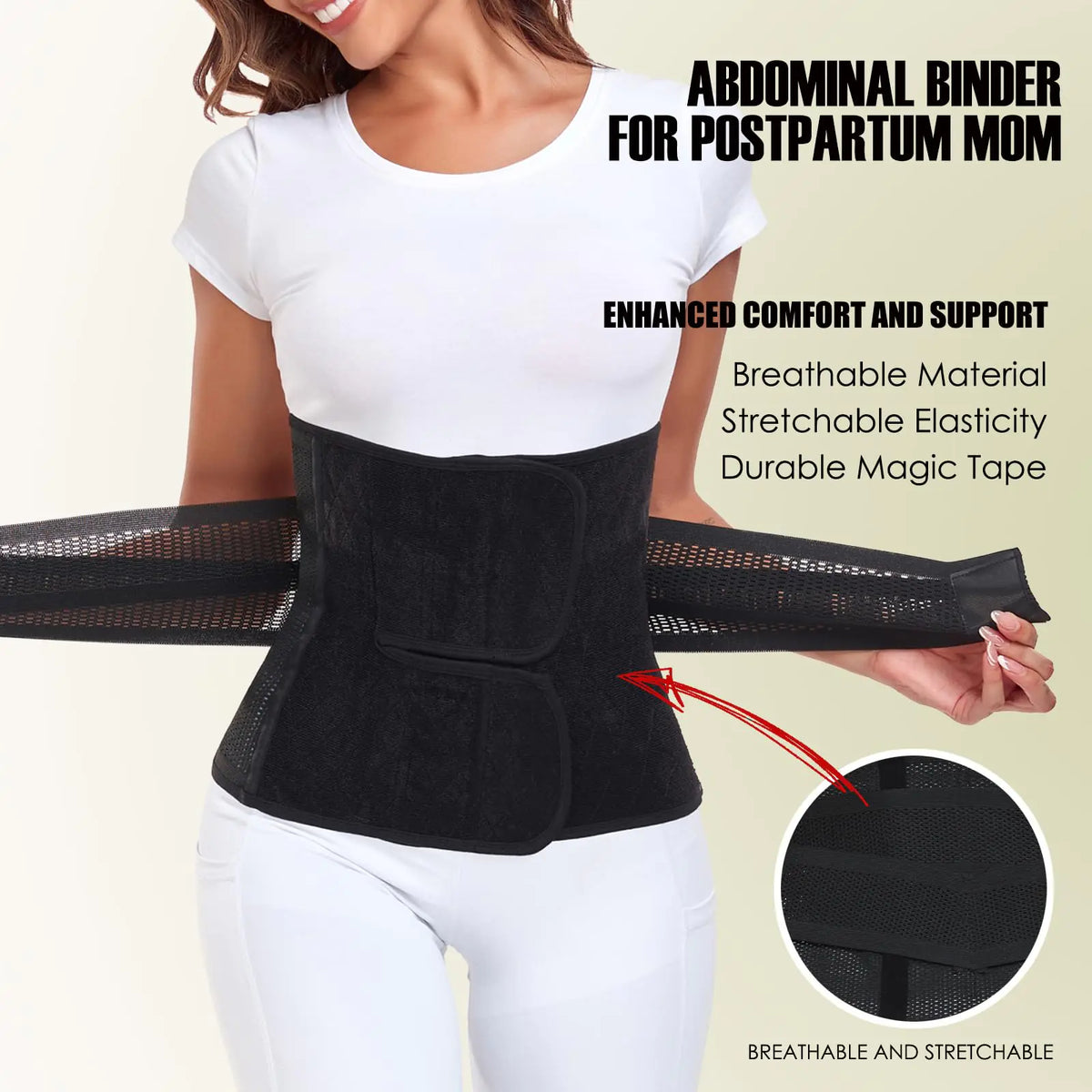 Postpartum Belly Band – Postpartum Belly Wrap, Abdominal Binder Post Surgery C-section Recovery Support Belt After Birth Brace, Slimming Girdles (Midnight Black, L) Midnight Black Rieworkes