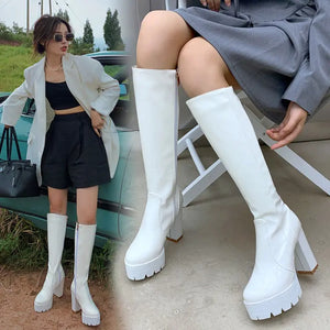 Winter Round Head Thin Thick Heel Boots Mimarta