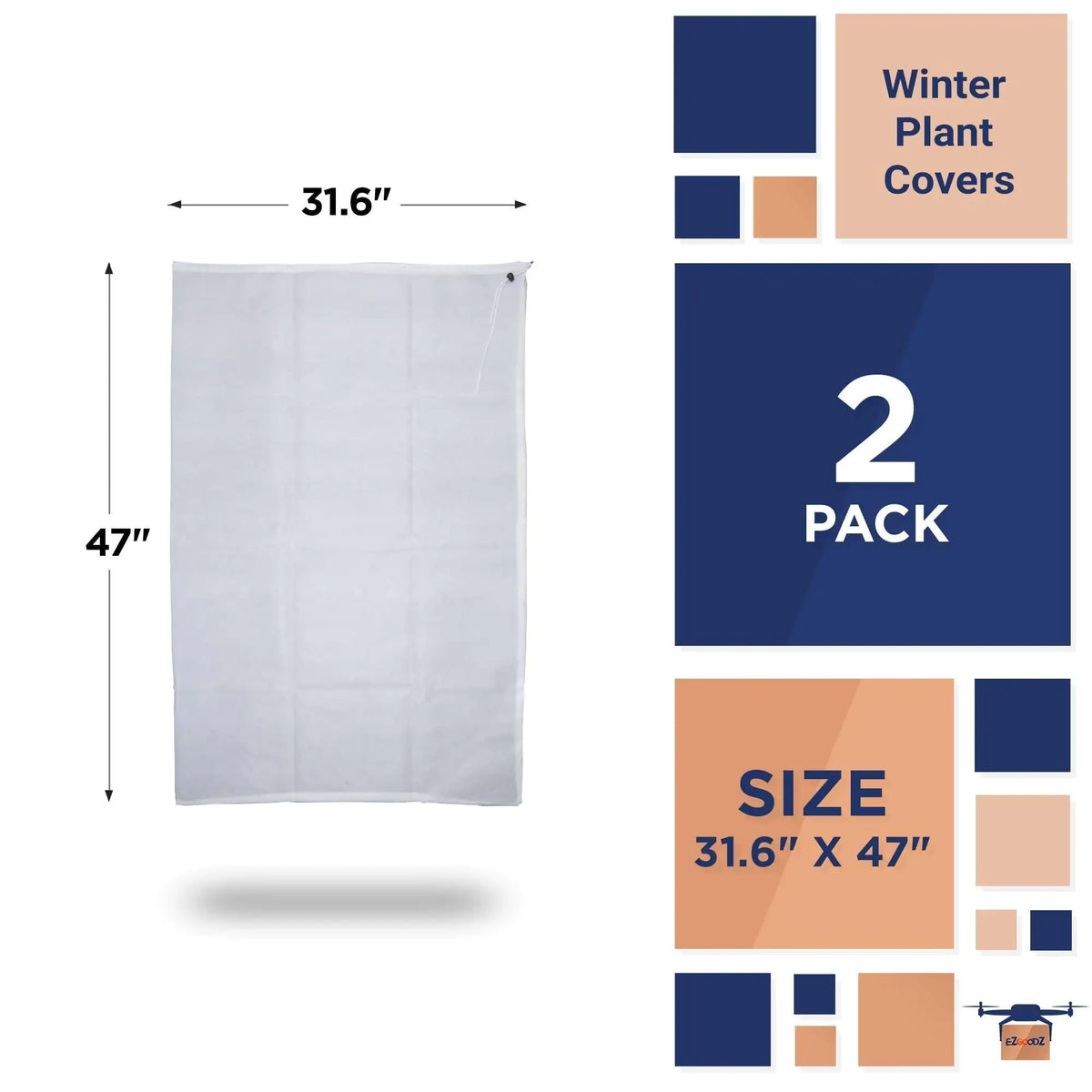 Pack of 2 White Winter Plant Covers 31.6x47 inch Freeze Protection Plant Winter Mimarta