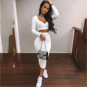 New Women's Cotton Long Sleeve Dress Set for Fall/Winter Mimarta
