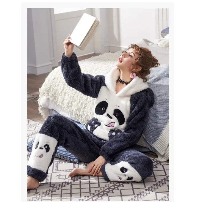 Couple's Coral Fleece Pajamas Set for Fall Winter Mimarta