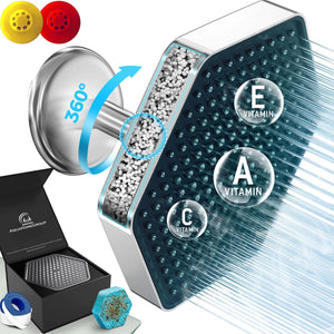 Luxury Filtered Shower Head High Pressure Rain Showerhead with Vitamin C E A Rieworkes