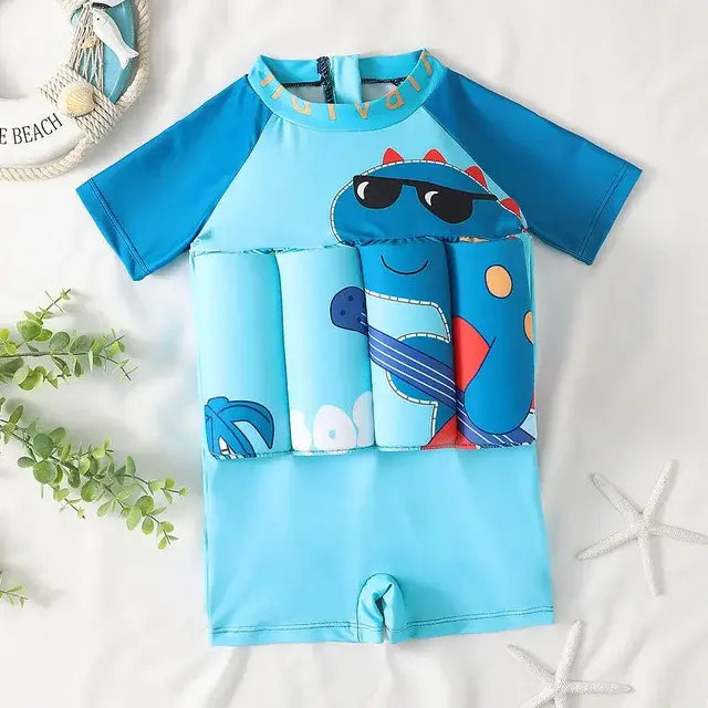 Cartoon Print One-Piece Floating Rash Guard Bathing Suit Rieworkes