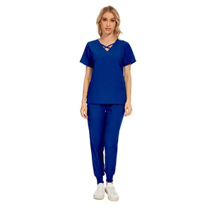 Stretch Women Slim Fit Scrubs Medical Uniforms Set Rieworkes