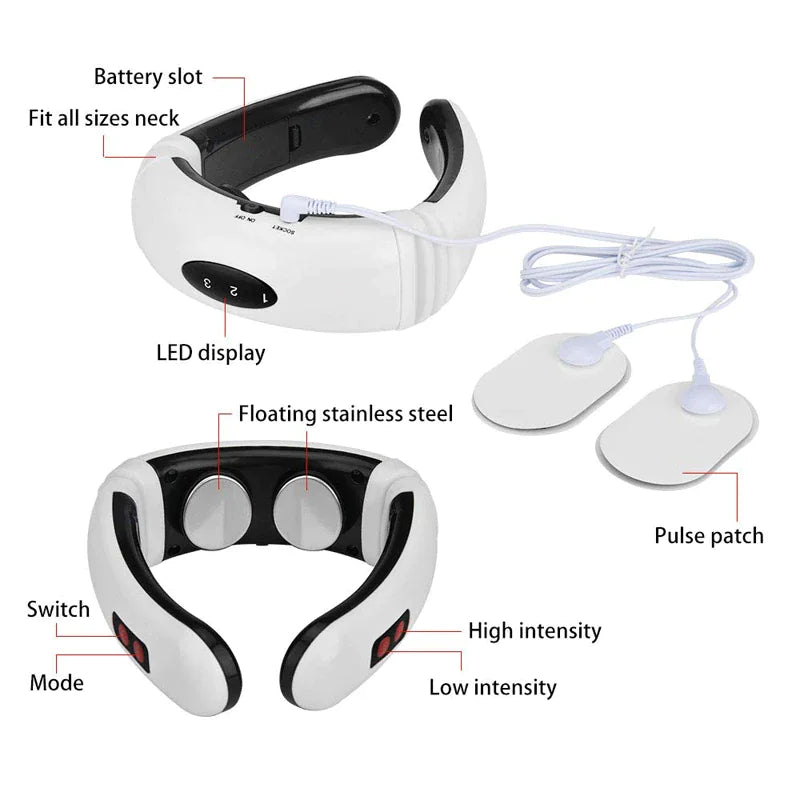 Electric Cervical Pulse Neck Massager Muscle Relax Massage Magnetic Therapy US Rieworkes