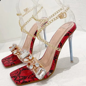 Crystal Chain Transparent Heels Rieworkes