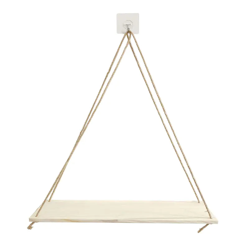 Wall-Mounted Wooden Shelf with Decorative Rope Planter Mimarta