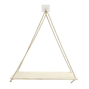 Wall-Mounted Wooden Shelf with Decorative Rope Planter Mimarta