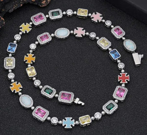 Gold-Plated Hip-Hop Gemstone Necklace Mimarta