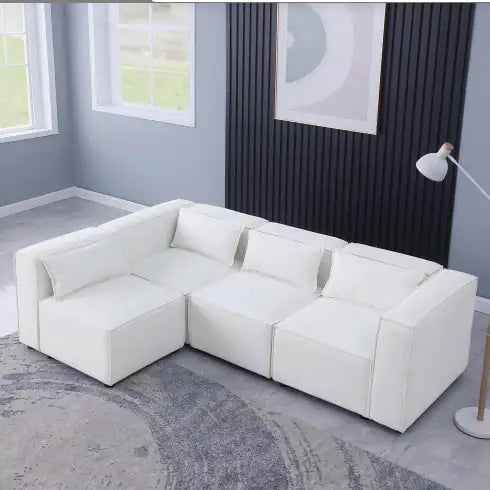 Modular Sofa BEIGE Chenille Fabric, Simple And Grand, The Seat And Back Is Very Soft. This Is Also A KNOCK DOWN Sofa Rieworkes