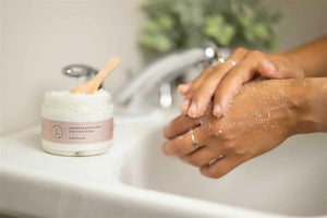 Lavender Body Scrub with CBD, Natural Body Salt Scrub (THC free) Rieworkes