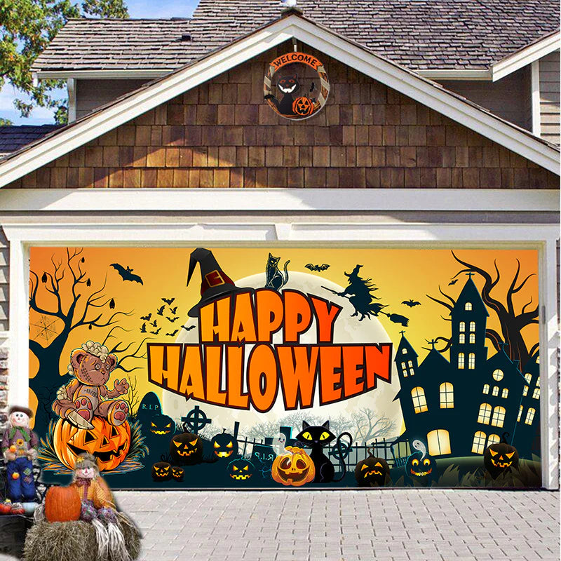 Halloween Misty Forest Garage Door Banner Rieworkes