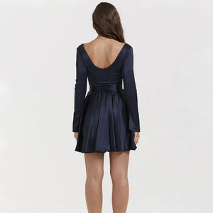 Fashionable V-Neck Backless Dress with Waist Tie Mimarta