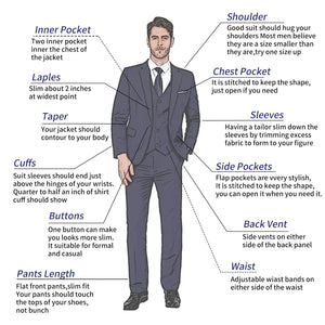 MAGE MALE Men's 3 Pieces Suit Elegant Solid One Button Slim Fit Single Breasted Party Blazer Vest Pants Set Medium Yellow Rieworkes