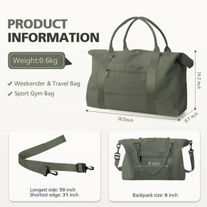 Travel Duffle Bag, Waterproof Weekender Bag Carry On Tote Bags for Women, Travel Essentials Sport Gym Bag for Men, Hospital Bag for Labor and Delivery, Overnight Bag Luggage Bag with Trolley Sleeve 06 Dark Green Rieworkes