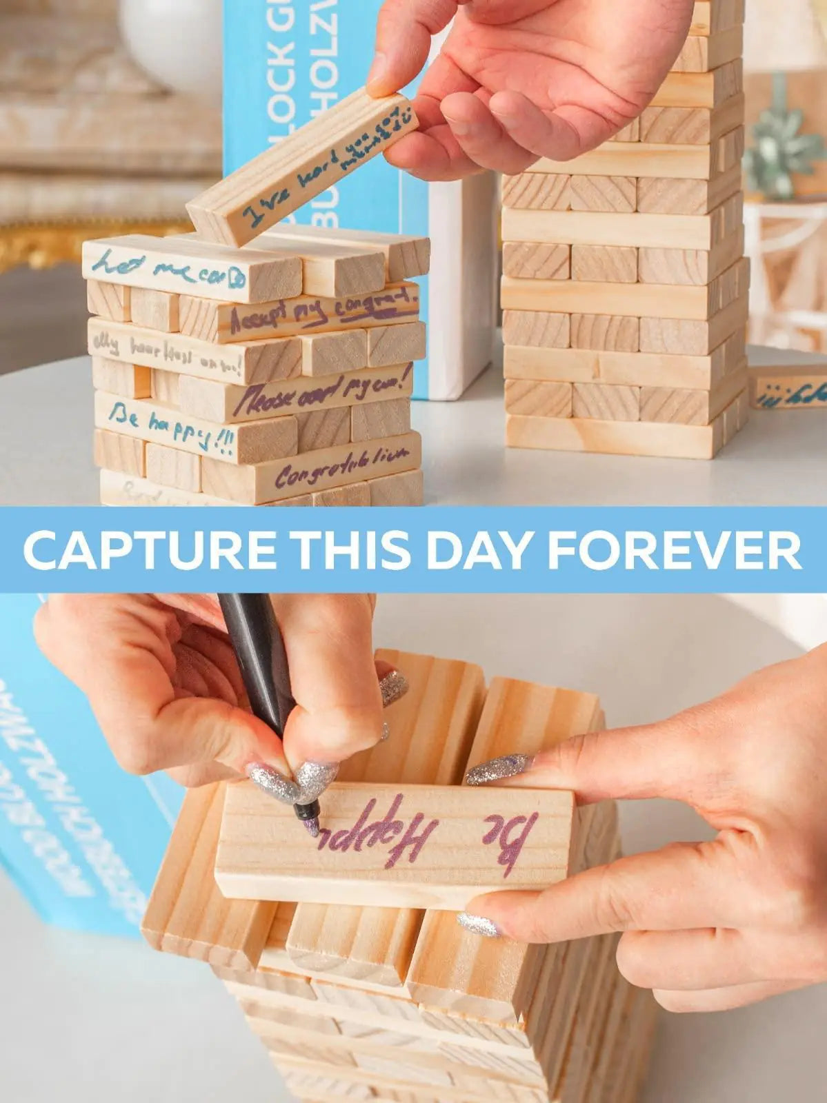 Wedding Guest Book Alternative 75 pcs Wooden Block Guest Book for Sign Rieworkes