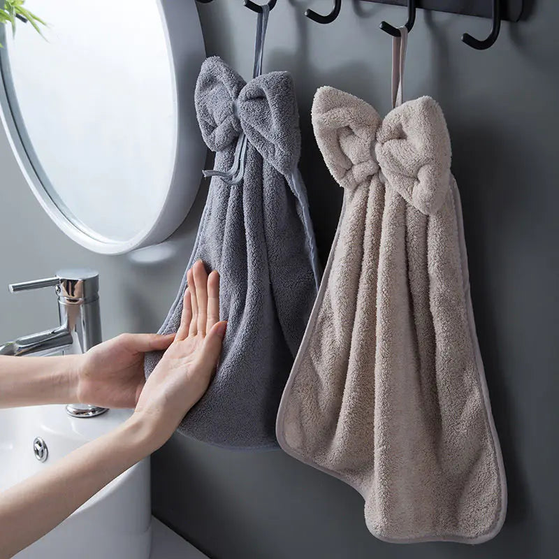 Microfiber Soft Quick Dry Cleaning Bowknot Hand Towels Rieworkes