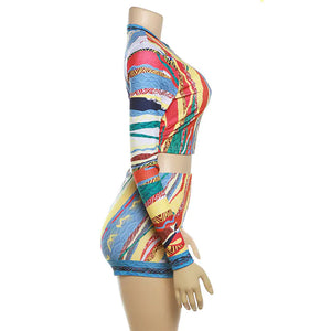 Long Sleeve Printed Mini Short Rieworkes