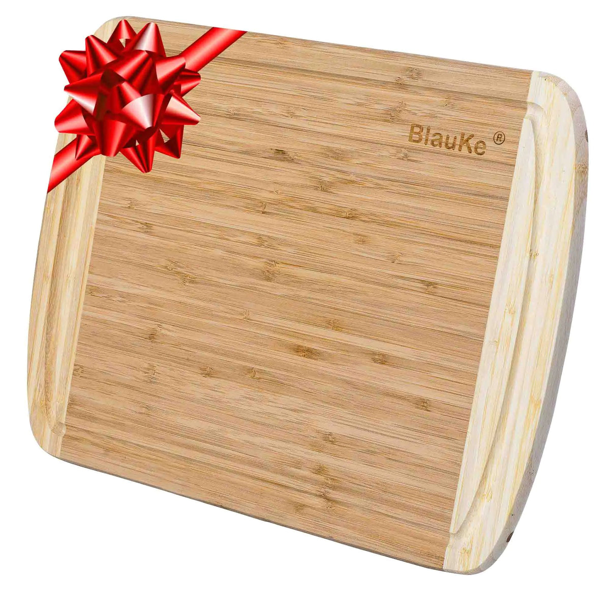 Large Wood Cutting Board for Kitchen 14x11 inch - Bamboo Chopping Board with Juice Groove - Wooden Serving Tray Rieworkes