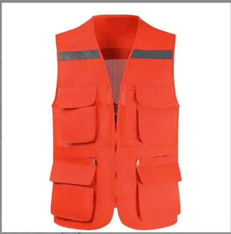Men's Reflective Safety Vest with Multi-Pocket Mesh Design Mimarta