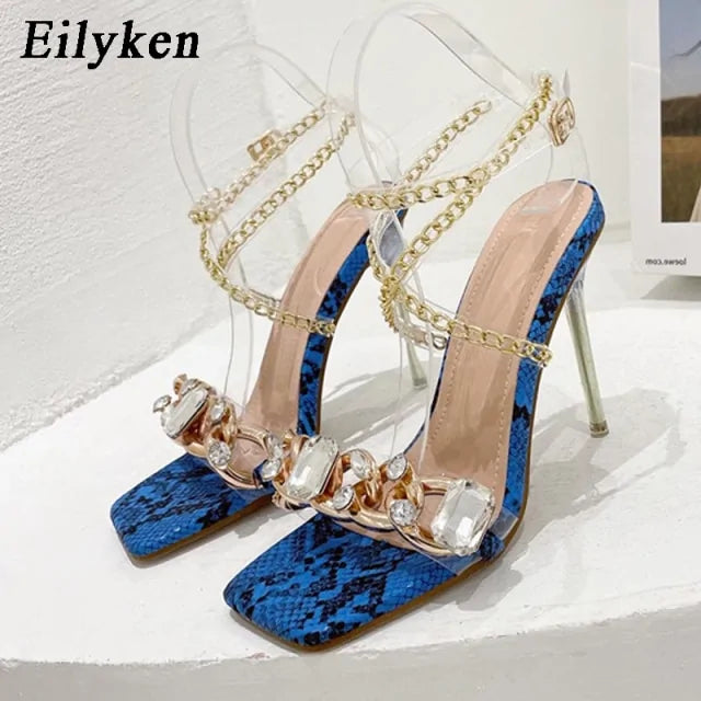 Crystal Chain Transparent Heels Rieworkes