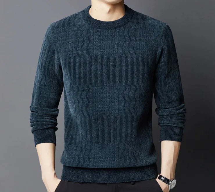 Crew Neck Casual Jacquard Sweater Rieworkes