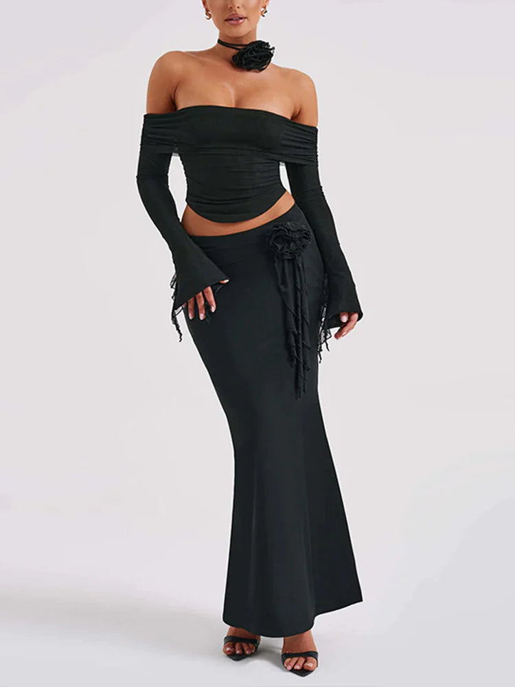 Long Sleeve Skirt Set Mimarta