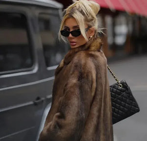 Women's Winter Warm Long Imitation Mink Coat Mimarta