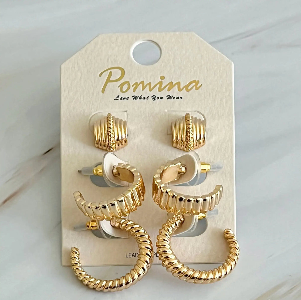 Cabled Trio Set Hoop Earrings Mimarta