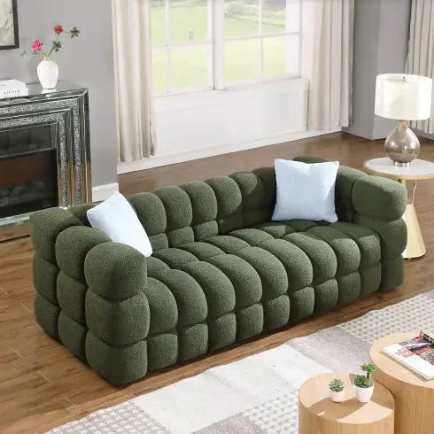 84.3 Length ,35.83 Deepth ,human Body Structure For USA People, Marshmallow Sofa,boucle Sofa ,White Color,3 Seater Rieworkes
