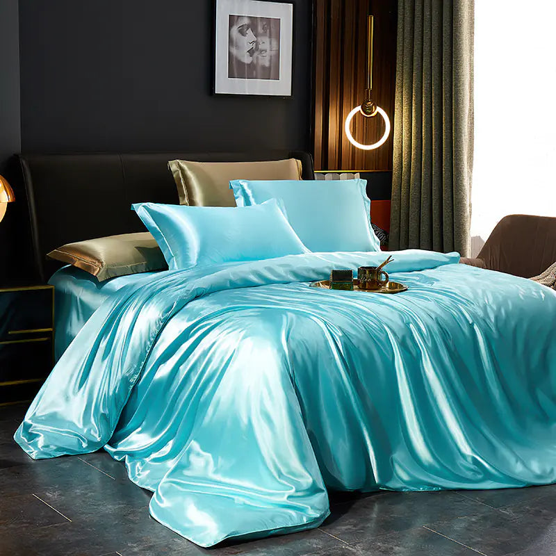 Luxury Silk Bedding Set with Solid Color Duvet Cover Mimarta