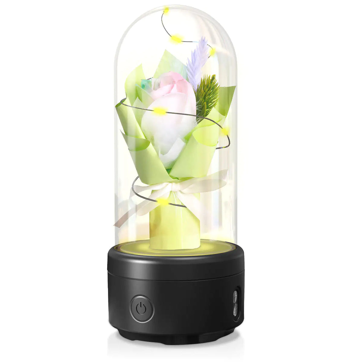 Creative 2 In 1 Bouquet LED Light And Bluetooth-compatible Speaker Mother's Day Gift Rose Luminous Night Light Ornament In Glass Cover Rieworkes